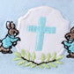 Premium Blue easter cross embroidery ruffle girl bubble