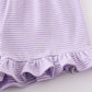 Premium Purple & white stripe basic ruffle shorts