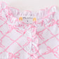 Premium Pink bow tie print ruffle pajamas dress