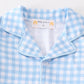 Premium Blue plaid boy button down pajamas set