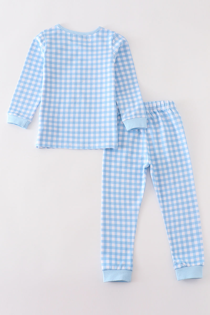 Premium Blue plaid boy pants set