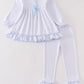 Premium White bow ruffle girl set