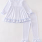 Premium White bow ruffle girl set