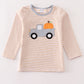 Premium Beige stripe truck pumpkin applique top