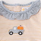 Premium Beige stripe truck pumpkin applique girl set