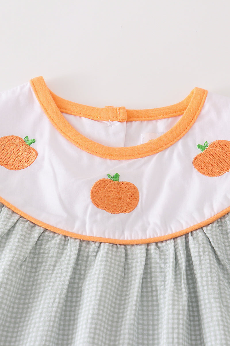 Premium Green pumpkin embroidery girl set