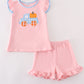 Pink truck pumpkin embroidery girl set