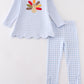 Premium Blue turkey embroidery stripe girl set