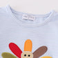 Premium Blue turkey embroidery stripe girl set