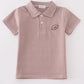 Premium Khaki stripe football embroidery stripe boy shirt