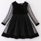 Premium Black velvet ruffle girl dress