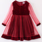 Premium Maroon velvet ruffle girl dress