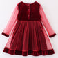 Premium Maroon velvet ruffle girl dress