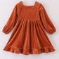 Premium Caramel velvet lace girl dress