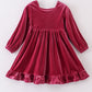 Premium Mauve velvet lace girl dress