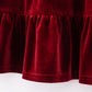 Premium Maroon velvet tiered ruffle dress