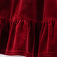 Premium Maroon velvet tiered ruffle dress