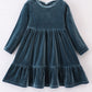 Premium Lake velvet tiered ruffle dress