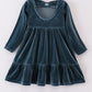 Premium Lake velvet tiered ruffle dress