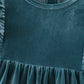 Premium Teal velvet ruffle dress