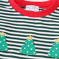 Premium red stripe christmas tree applique boy set