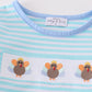 Premium Green stripe turkey embroidery girl top