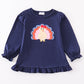 Premium Navy turkey applique girl top