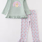 Premium Green turkey applique girl pants set