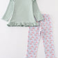 Premium Green turkey applique girl pants set