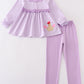 Premium Purple turkey applique girl pants set