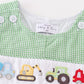 Premium Green excavator embroidery boy gingham jonjon