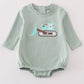 Premium Green excavator applique boy bubble