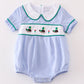 Premium Blue duck embroidery boy gingham bubble