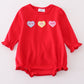 Premium red valentine heart applique girl bubbble