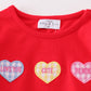 Premium red valentine heart applique girl bubbble