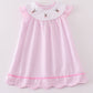 Premium pink stripe bunny embroidery girl dress