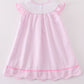 Premium pink stripe bunny embroidery girl dress