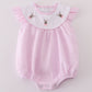 Premium pink stripe bunny embroidery girl bubble