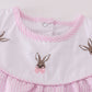 Premium pink stripe bunny embroidery girl bubble