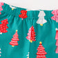 Platinum Green christmas tree print ruffle pants