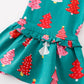 Platinum Green christmas tree print ruffle pants