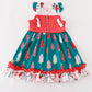 Platinum Red christmas tree plaid ruffle dress