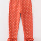 Platinum rust dot ruffle girl pants