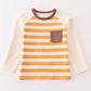 Platinum brown stripe pocket boy top