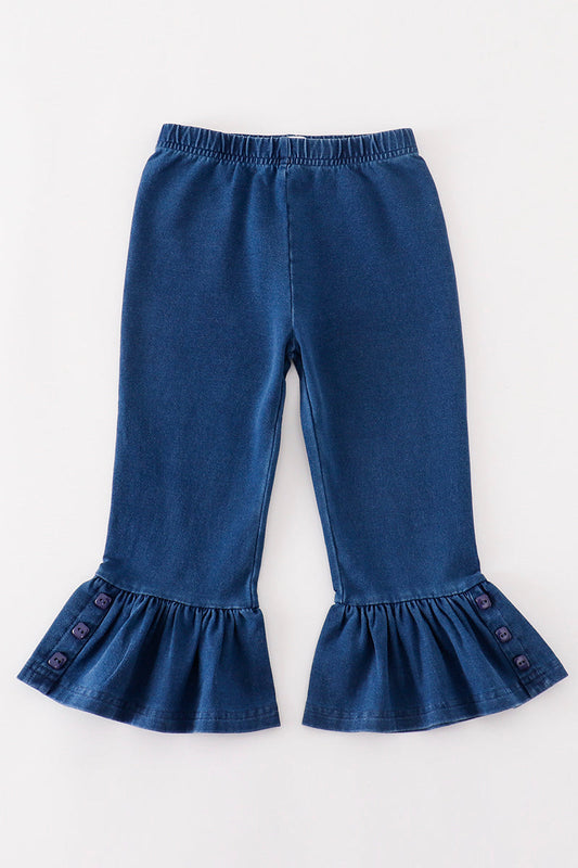 Platinum Indigo ruffle girl  pants