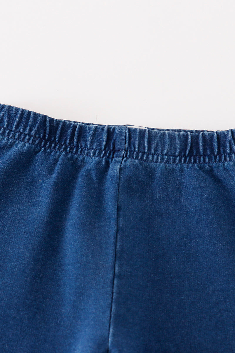 Platinum Indigo ruffle girl  pants