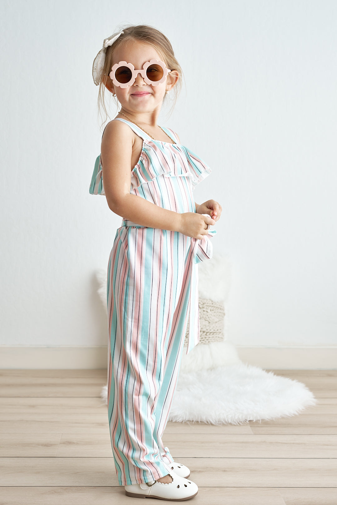 Stripe rainbow girl jumpsuit