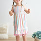 Pink stripe smocked strap dress