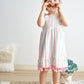 Pink stripe smocked strap dress