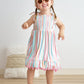 Pink stripe smocked strap dress